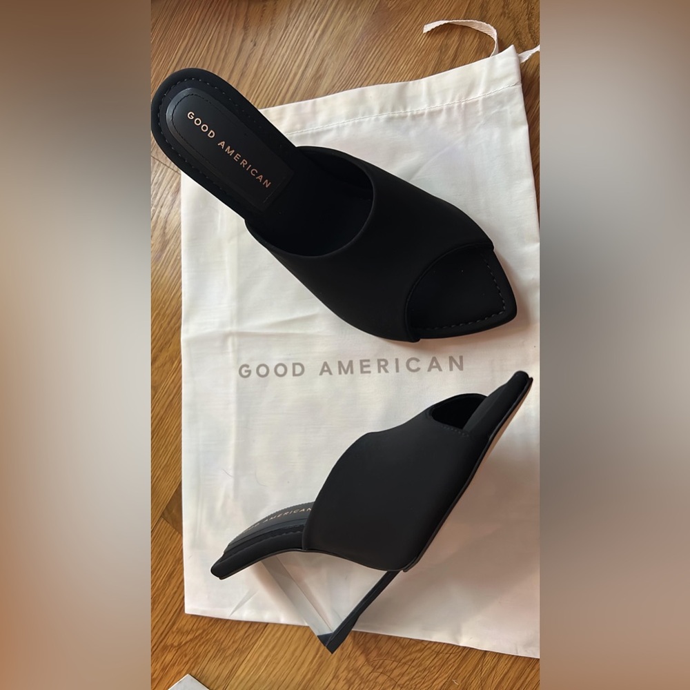 Good American Black Peep-Toe Slingback Mules - Picture 4 of 6